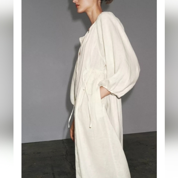 Zara Cream 100% Linen Tunic Dress - Picture 12 of 14